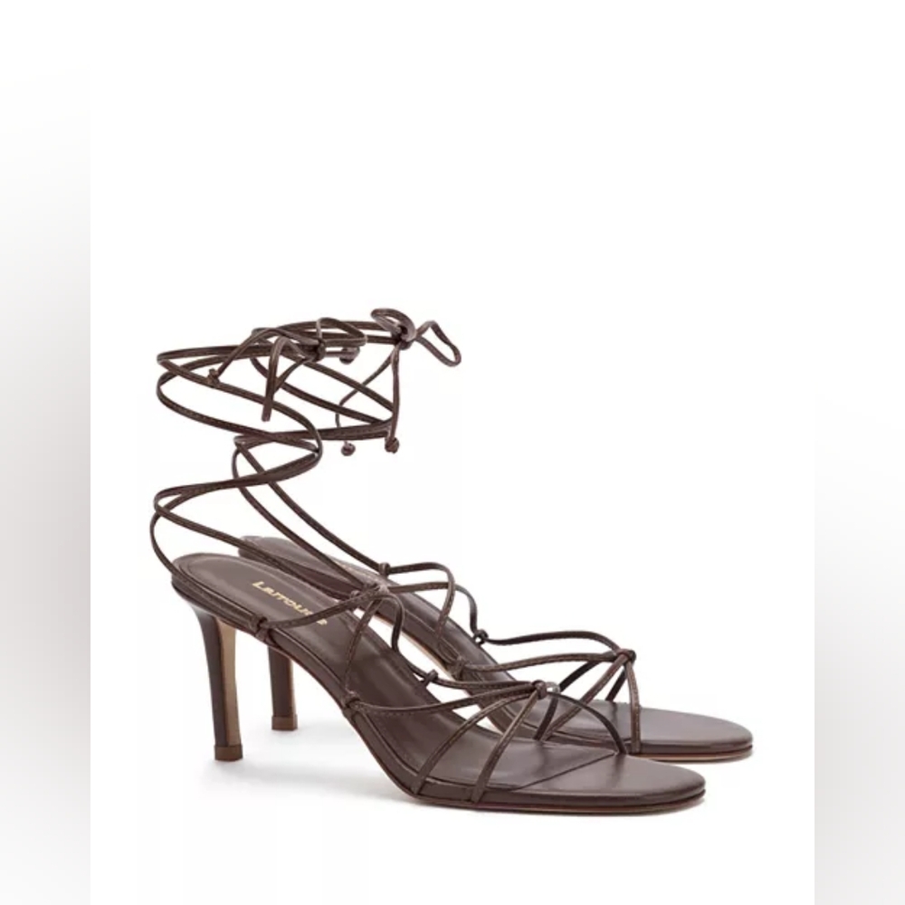 Larroude Rome Lo Strappy Heeled Sandal Brown US W 6.5